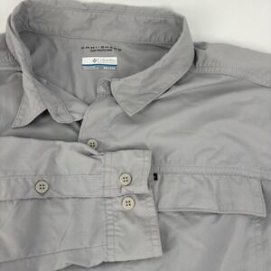 Columbia Omni-Shade Grey Long Sleeve Hiking Fishing Shirt Mens XXL AO0651